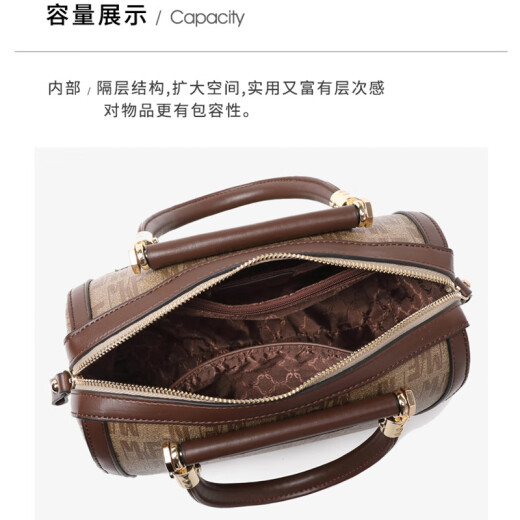 奈佰琪 实用生日礼物女士包包女包复古单肩包手提包枕头包斜挎包 送女友 7939啡/啡色 礼盒装+玫瑰花