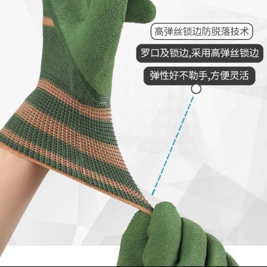 吉手（JISHOU）A698橡胶劳保手套浸胶带胶皮工地干活工作耐磨防水 【24双】轮胎橡胶X5-标准款