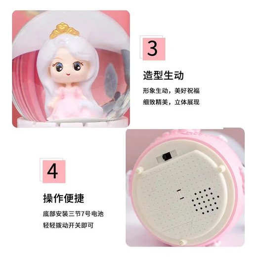 Yuanzhou Green Children’s Day Music Box Crystal Ball Music Box Girls Spielzeug Little Girls Geburtstagsgeschenke 7-14 Jahre Automatisch Schnee schweben mehrere Musik bunte Lichter 3-14 Jahre