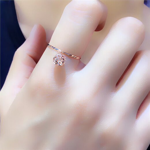 Baozha ladies 14K color gold real gold ring with beads design purple gold 585 gold 14K rose gold temperament ladies size 10