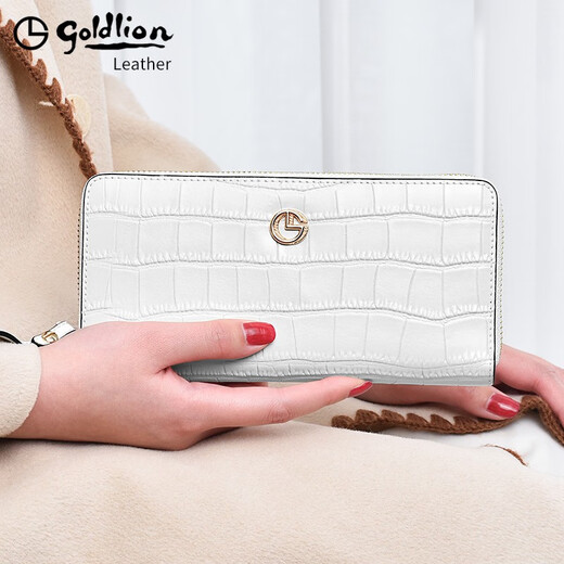 Goldlion Ladies Clutch 2025 New Fashion Long Wallet Multifunctional Light Luxury Women's Bag Women's Day Gift White