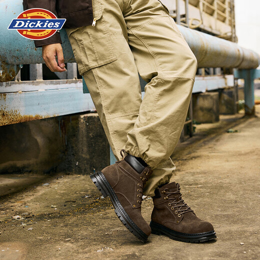 Dickies Martin Boots Men's Boots Winter New Men's Trendy and Versatile British Style Boots Men's Thick Sole Heightening Work Boots Coffee Color 46
