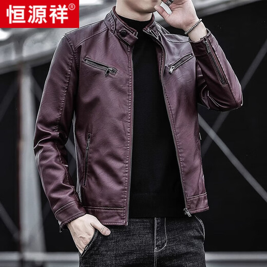 恒源祥皮衣真皮外套男春秋机车海宁头层牛皮痞帅2024新款山羊皮夹克 黑色 M -[买一二]