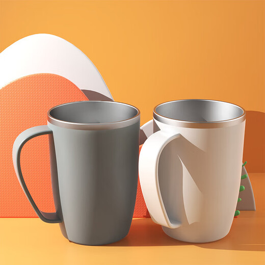 Yakong mouthwash cup, toothbrushing cup, household toothbrush cup, dental cylinder, stainless steel wash cup, couple set, children's set, stainless steel white with handle