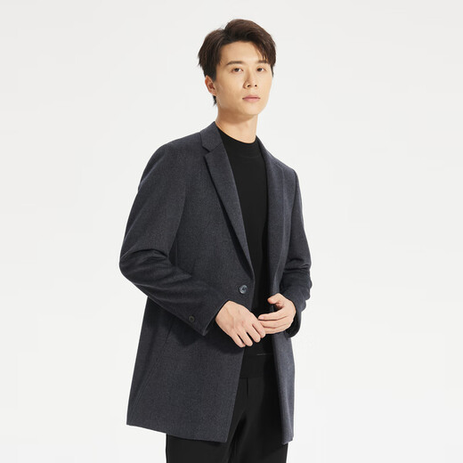 Vêtements pour hommes de Lilang Light Fashion [même style dans le centre commercial] Cabiller en laine pour hommes longs en cachemire mélangé veste en laine chaude bleu gris xl (175)