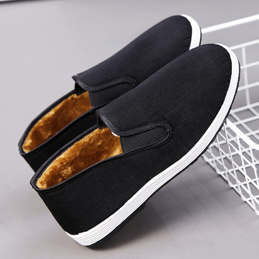 Old Beijing winter plush soft-soled comfortable slip-on white-soled cloth shoes black 41