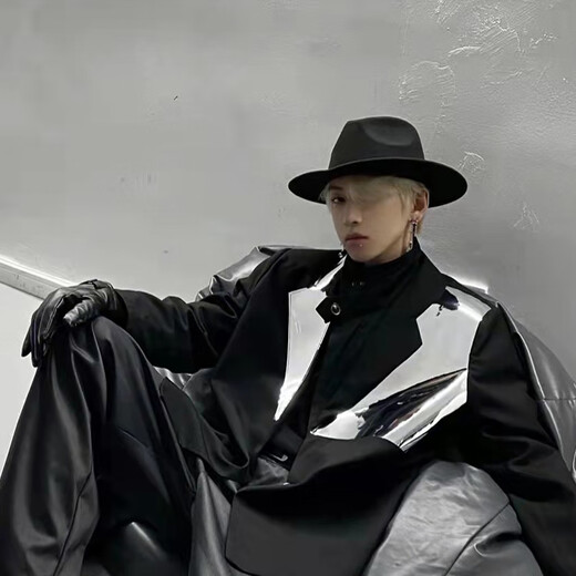 Peike Shanghai Beach Big Brim Top Hat Men's Black Woolen Hat Women's Stage Large Felt Hat Groom's Retro Gentleman Hat Spring and Summer Shanghai Beach Black Non-Adjustable