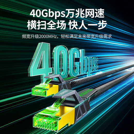 绿联（UGREEN）八类纯铜网线 CAT8类4万兆屏蔽疾速网络宽带成品跳线 适用ROG电脑竞技游戏笔记本 加厚编织3米 八类4万兆【机械外观 多重屏蔽】石墨烯 NW264 1.5米	15246