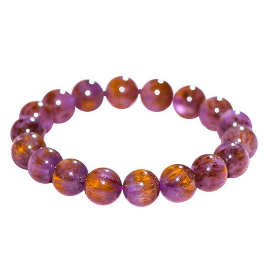 Eternal Symbol Natural Aurora Purple Titanium Crystal Bracelet Aurora 23 Crystal Plate Titanium Crystal for Men and Women Full of Titanium Gold Teeth Purple Red Women's Day Gift Graduation Jewelry Level Gold Teeth Aurora 14mm - Comes with Certificate