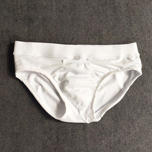 UXH泳裤三角男防尴尬低腰带护垫男士海边游泳衣潮男时尚低腰沙滩男生 白色 L