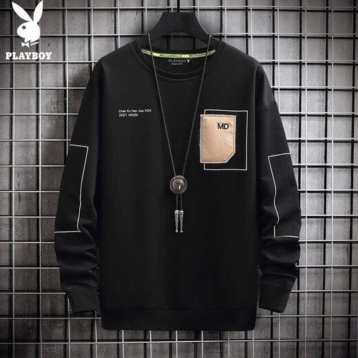 Playboy (Playboy) Logo Sweatshirt Herren 2023 Herbst Neuer runden Hals Top Herren Lose langärmelig