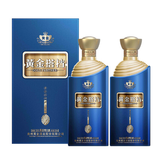 黄金酱酒黄金搭档蓝钻53度酱香型白酒贵州纯粮酒大曲坤沙优级酒500ml 53度 500mL 2瓶 【黄金搭档-蓝钻】
