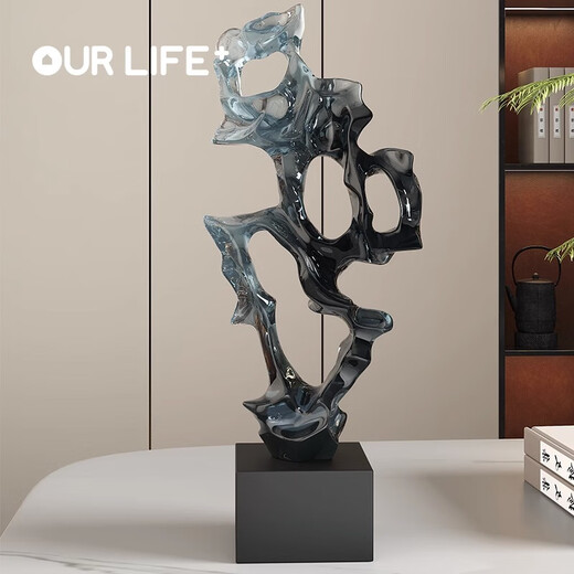 Ole's Taihu stone sculpture ornaments, housewarming gifts, living room entrance wine cabinet decorations, simple abstract crafts, medium transparent Taihu stone, 49 cm high