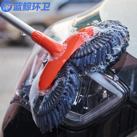 Sanitation Blue Whale Sanitation CHENILLE LONGE HANDE Télescopique Télescopic Double-Head Wash Mop n'endommage pas le pinceau de voiture [gris] LJHW-9859