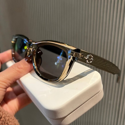 衣拉贝蒂英国橄榄绿猫眼墨镜女显小脸凹造型遮阳街拍太阳镜 橄榄绿黑灰