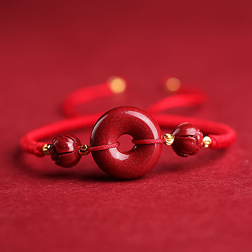 Wanxuhua cinnabar raw mineral safety buckle bracelet for women, boys and children, braided zodiac year small red rope good luck beads, women's safety red - adjustable
