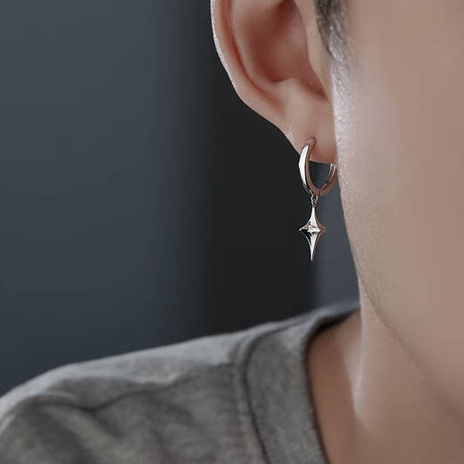 Beautifully made earrings for men, niche personality earrings, handsome earrings, simple earrings, temperament men's earrings, versatile earrings for boyfriend X063 A-star earrings, a pair
