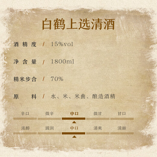 白鹤（Hakutsuru）上选清酒 1.8L 中口15度 日本进口 家庭装口粮酒