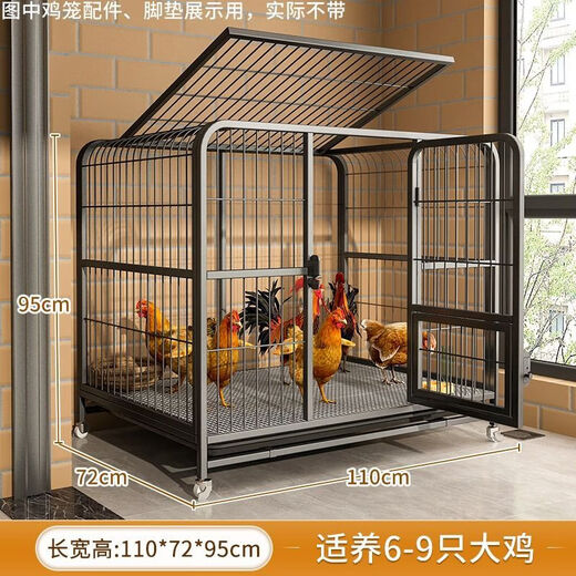 Tongrubi Hühnerkäfig, Haushalt, großer Balkon, draußen, ländlicher Hühnerkäfig, Hühnerstall, Hühnernest, Entenkäfig, Gänsekäfig, Outdoor-Zuchtkäfig, Villa, Modell 61*44*653-4 Hühner, weißes Rad + Tablett
