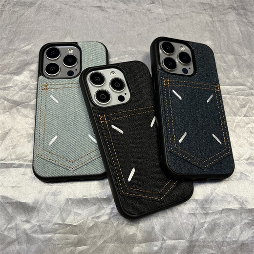 桐汝壁小众设计口袋插卡式卡包适用iphone14promax手机壳苹果15pro极简 黑-插卡式牛仔 iPhone15Promax