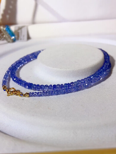 Duyin Ruyi's high-quality ice-type natural tanzanite sapphire Indian faceted 3-4m tower chain necklace