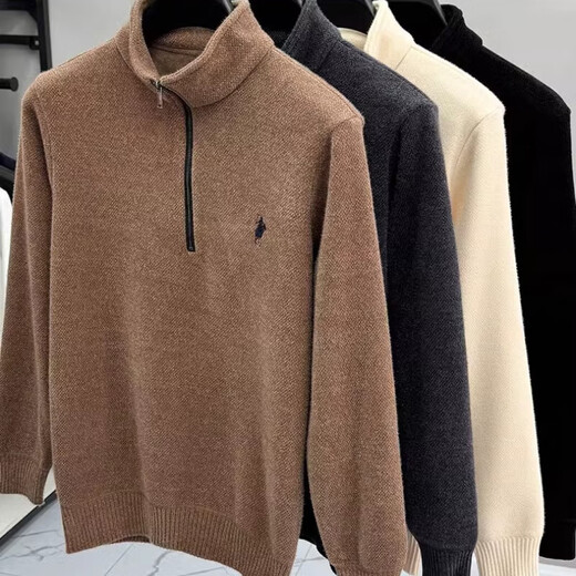 Voiture classique (Laoyche) Half Zipper Plus Velvet Sweater épaissis pour les hommes en hiver chauds décontracté Paul T-shirt Collier de base de base en tricot-tricot BW9901 M BLANC M