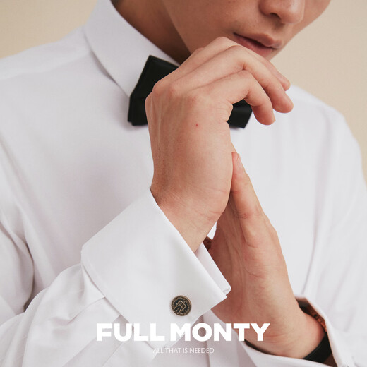 FULL MONTY [No Ion] Men's Shirt French Wing Collar Tasto Dress Suit Formal Wedding Groom White Shirt Eight Character Collar-White 1035 40