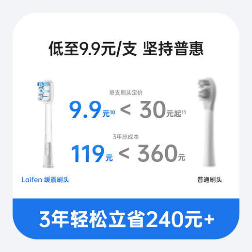 Laifen electric toothbrush with cushioning brush head, efficient cleaning 6 pack