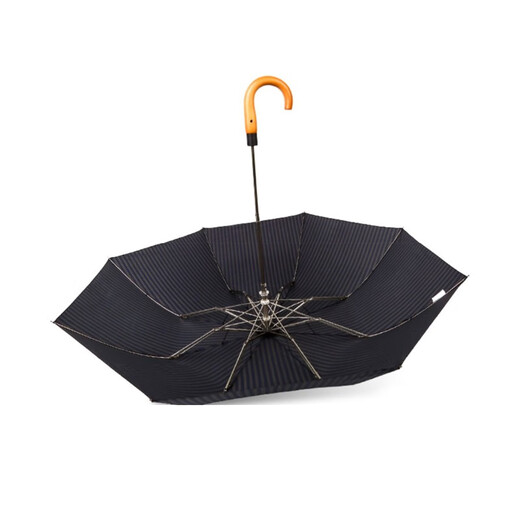 Kobold German folding semi-automatic umbrella two-fold sunny umbrella reinforced wind-resistant men's and women's business umbrella solid wood handle curved handle G2109 dark blue stripes