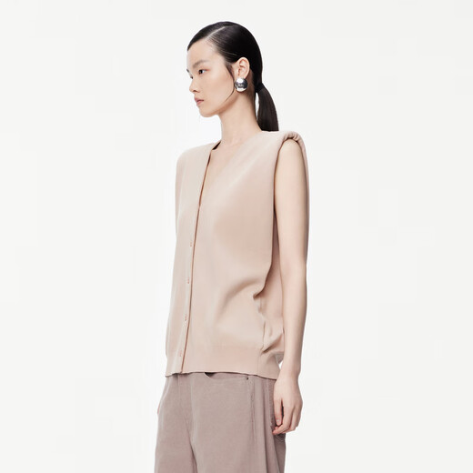 
JNBY/Jiangnan Buyi [ESG Environmental Protection] Spring and Summer Knitted Vest Women's Pure Cotton V-neck Loose Temperament 5O4310820 674/Medium Gray Powder L