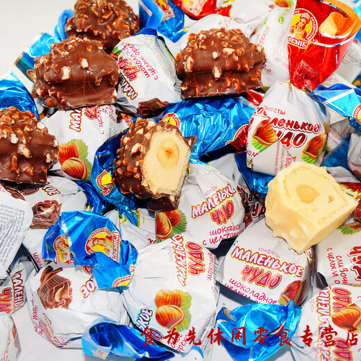 Russian chocolate imported milk can candy hazelnut sandwich wedding candy coconut cream snack food bulk creamy hazelnut red milk can 500g