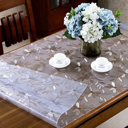 Feather Pocket Transparent PVC Tablecloth Soft Glass Waterproof, Oilproof and Anti-scalding Table Mat Rectangular Coffee Table Dining Table Mat Crystal Plate Tablecloth Upgraded Environmentally Friendly Pure Ultra-High Transparent 1.5 Style Width 70cm*130cm