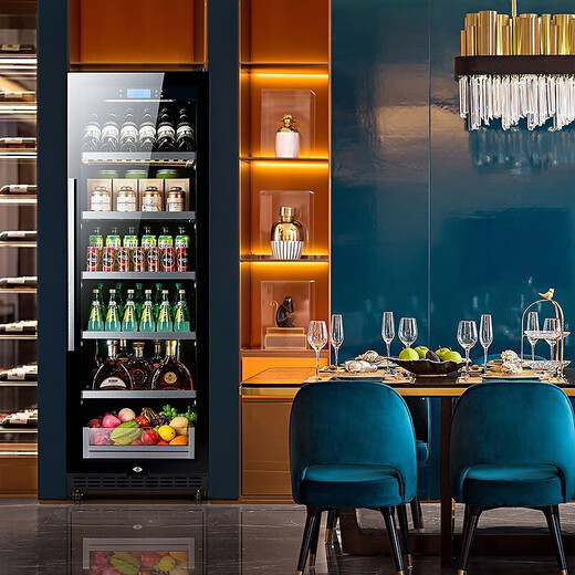 BAIKAILUN office glass door red wine tea beverage cabinet small home commercial living room fruit preservation cabinet air-cooled frost-free refrigerated cabinet display cabinet 1.25 meters high air-cooled frost-free drawer style