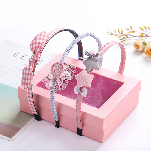 Children's hairbands and hair accessories 3-piece set of cute baby fabric flower queen headbands non-slip children's hairbands Korean style versatile girls' hairbands headbands (simple dress) one size fits all