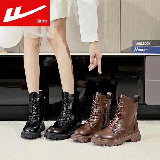 Pull-back Martin boots for women 2023 new autumn high-top boots for women British style women's boots Korean style short boots for women black single lining 38