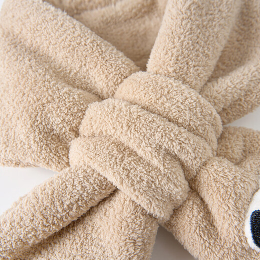 Tongtai (TONGTAI) baby scarf autumn and winter children's neck scarf for going out windproof and warm cute plush neck sleeve khaki 70x10cm