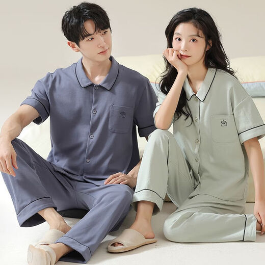 MANZHIWAN COUPLE PAJAMAS LONGESSERS À MANDE COURT CORCE COTON PURT SUMBRES FEMMES FEMMES POUVEZ PORTER LES VOITS À LA MAISON AUTOMNE 12605 FEMME SÉGION XL (recommandée 120-140 Jin [Jin est égal à 0,5 kg]))