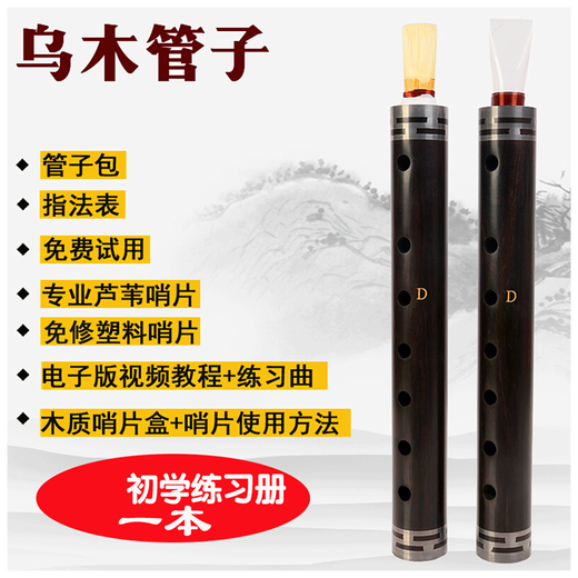 曲漾专业乌木管子初学者催泪管乐器管子初学者民族管乐器专业演奏管 D调铜箍【塑料哨1个】