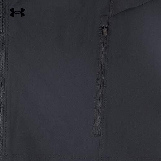 安德玛（Under Armour）男子运动夹克春季弹力梭织面料连帽运动外套1377486 黑色002 L