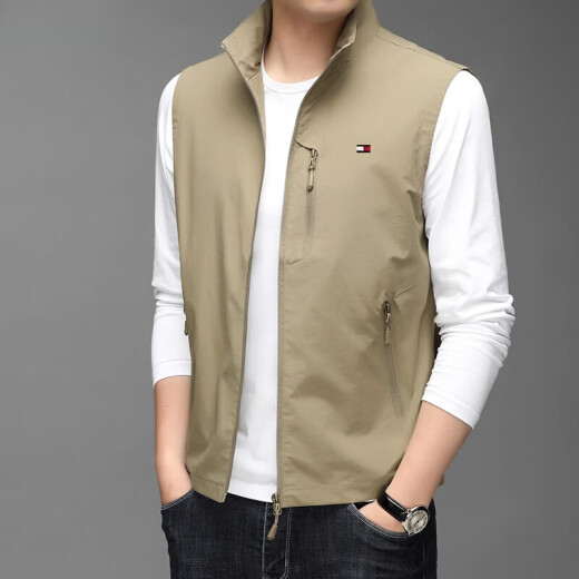 Tommybull American Tommy Tommy Men's Autumn and Winter Jacket Vest Versátil Versátil Versatil Vests Collar de pie Collar de pie Azul 686 L [Peso sugerido 130-145 Jin [Jin equivale a 0.5 kg]]]