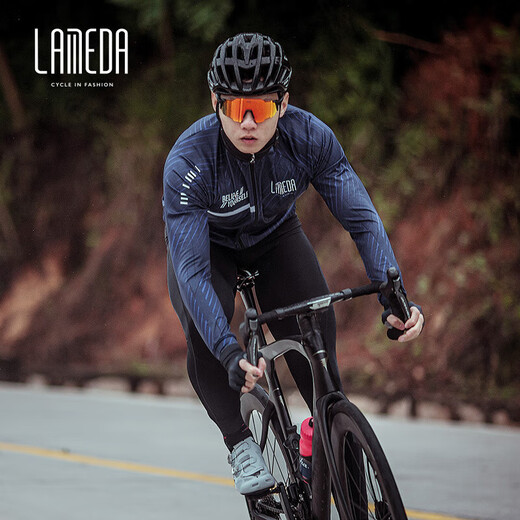 LAMEDA 5~10 Autumn and Winter Cycling Clothes Men's Windproof Fleece Long-Sleeved Suit Road Cycling Jacket Men's Jacket Quiet Quiet XL