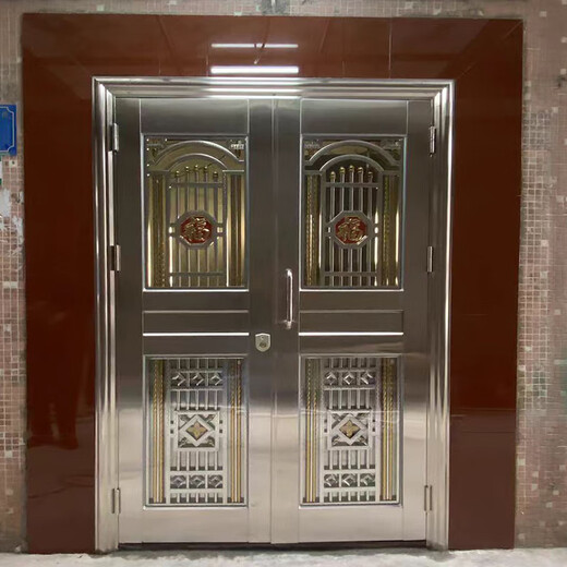 JRB家瑞堡不锈钢大门玫瑰金双开门农村自建房进户大门家用乡村别墅入户大门 双开门款式16