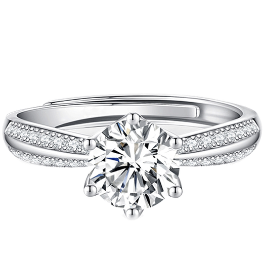 EothPT950 Platinum One Carat Moissanite Diamond Ring for Women with Engraved Opening for Valentine's Day 520 Birthday Gift for Girlfriend PT950 Platinum Moissanite Ring + Certificate