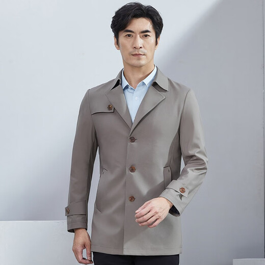 Hongdu's new middle-aged and elderly men's windbreaker buttoned daddy jacket, washable and wrinkle-resistant men's jacket, Khaki JK7530-2 2XL 185/100A