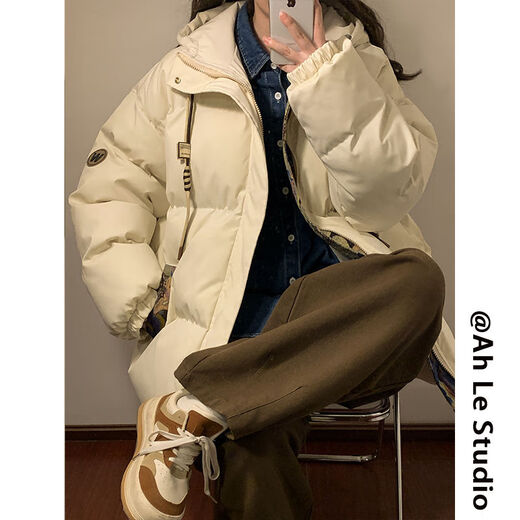 Aemape Retro Winter-Baumwolljacke für Männer und Frauen tragen Jacquard Spleißen mit Kapuze-Jacke Trendy Brand verdickte warme Jacke für Winter M6636 Lila (Drei-Bar-Baumwolljacke) M [Empfohlen: 90-110jin [Jin entspricht etwa 0,5 kg]]