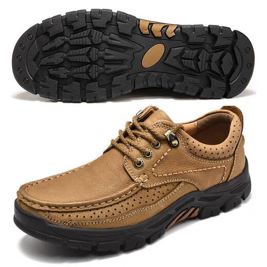 Région occidentale Camel (Vancamel) Couche supérieure Chaussures pour hommes en cuir authentique en cuir plus en velours chaussures de randonnée décontractée