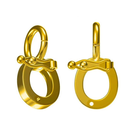 Fat Donglai same style pendant universal buckle head 18k gold buckle pearl anti-opening buckle gold bracelet necklace hanging 18k deep gold color No. 1 small double buckle one