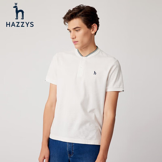 
HAZZYS men's clothing summer solid color Henry neck casual short-sleeved polo shirt men's ASTZE03BE83
