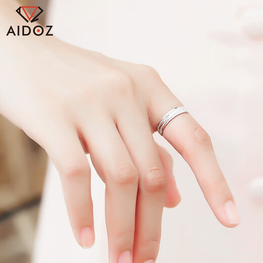 Aido diamond pt950 platinum ring platinum couple ring men and women wedding ring can be customized to give to girlfriend PT950 closed 21# single weight 5.6-5.8 grams