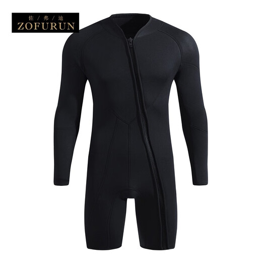 ZOFURUN men's wetsuit one-piece long-sleeved sun protection thickened 3mm snorkeling warm surfing suit deep diving mother's suit swimsuit black long-sleeved trousers suit M